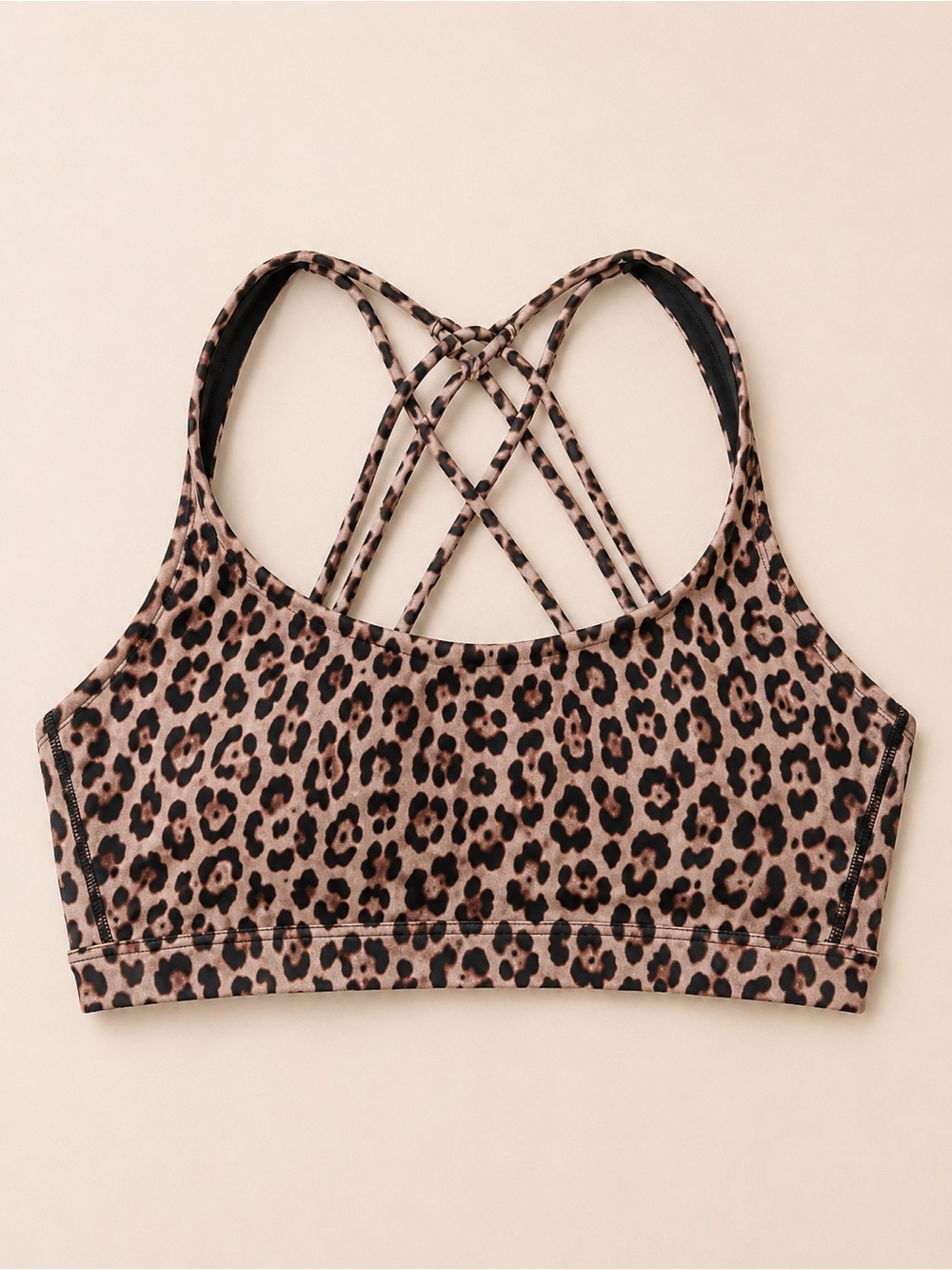Victoria's Secret Leopard Print Crisscross Sports Bra - Brown & Black